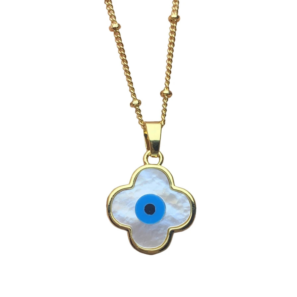 Blue Eye Clover Necklace