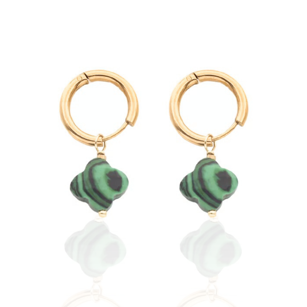 Natural Stone Clover Earrings - Image 6