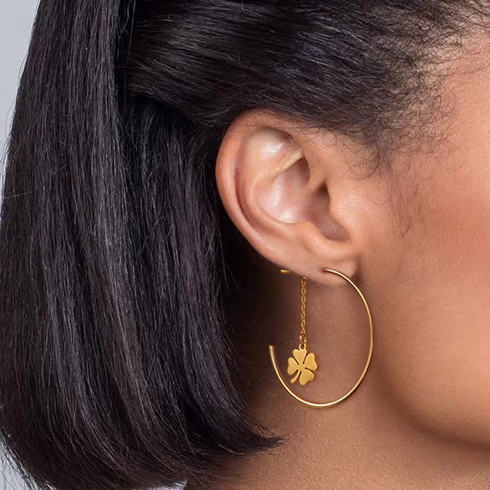 Clover Creole Earrings - Image 3