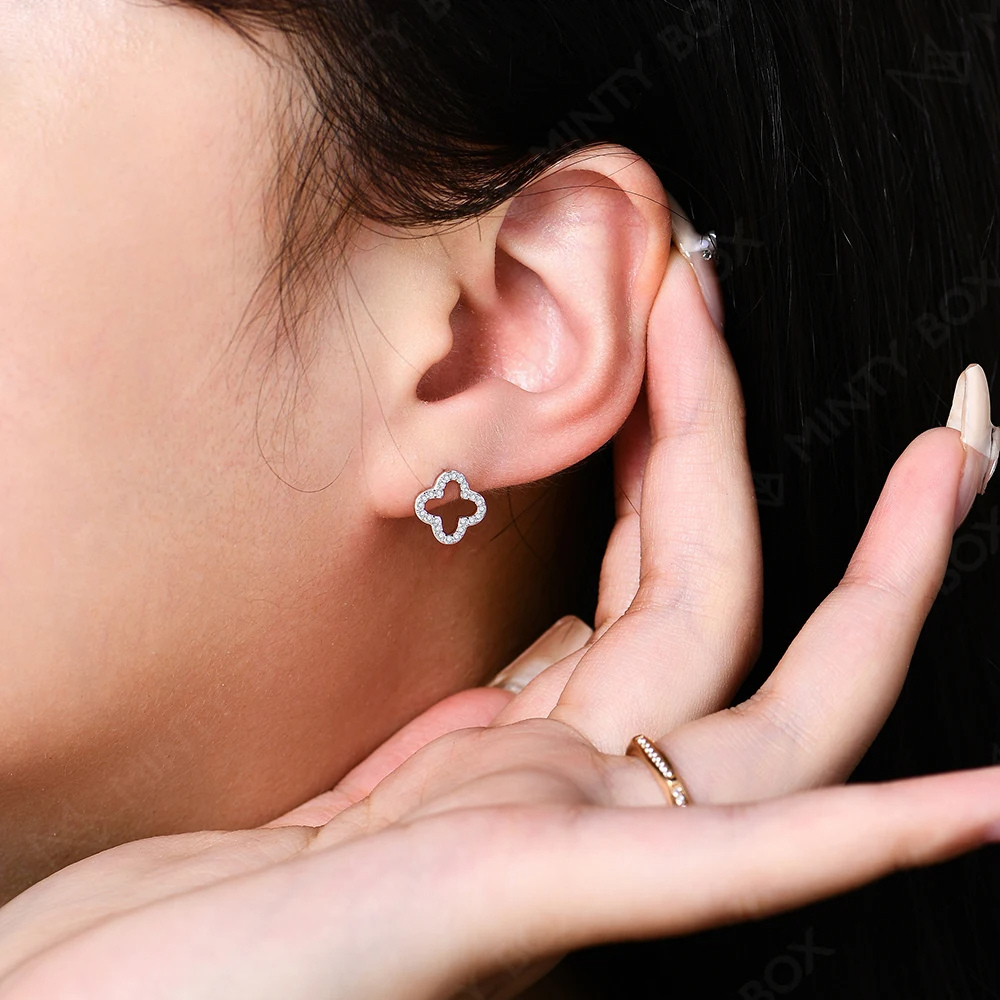 Gold Plated Silver Clover Earrings - Image 3