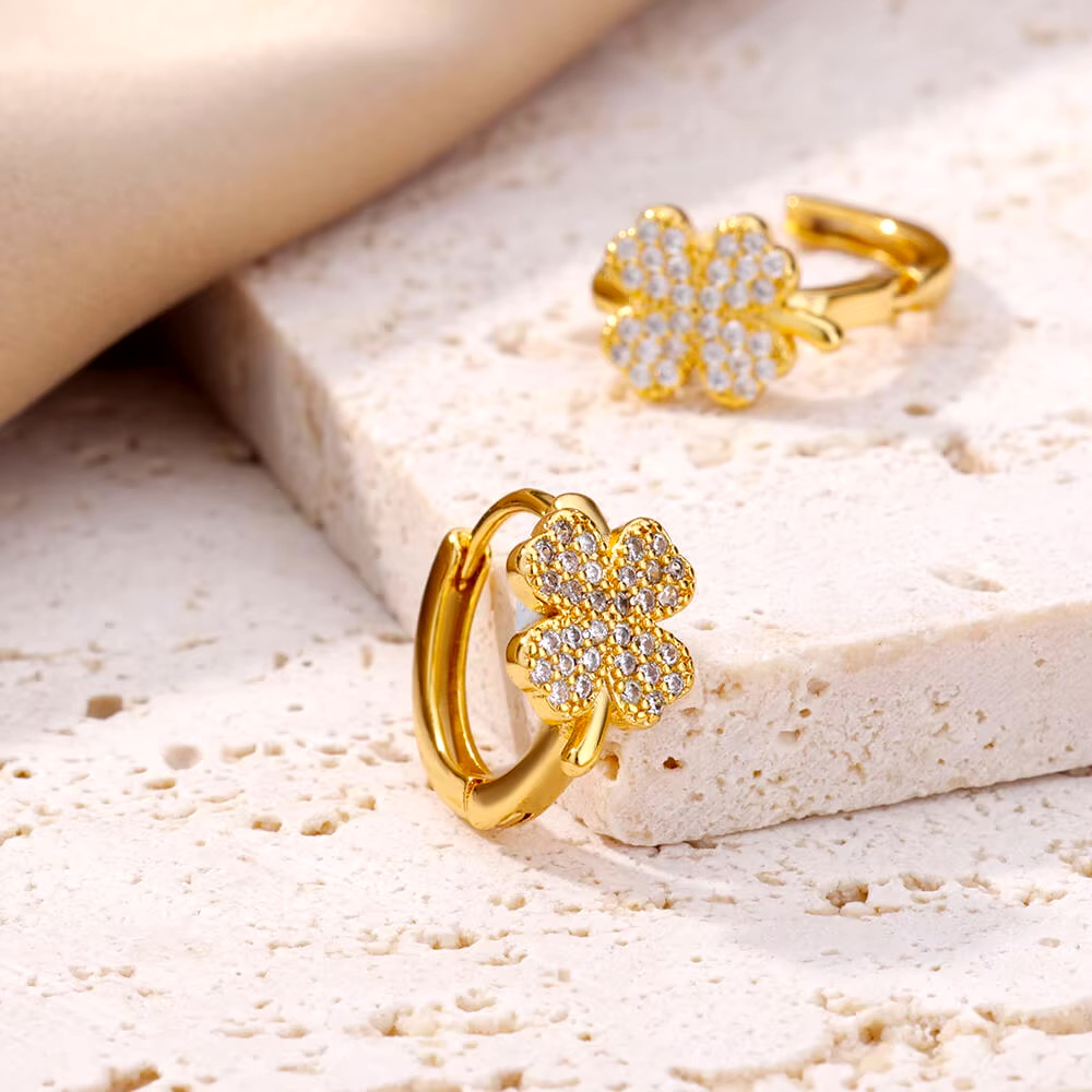 Diamond Clover Earrings - Image 3