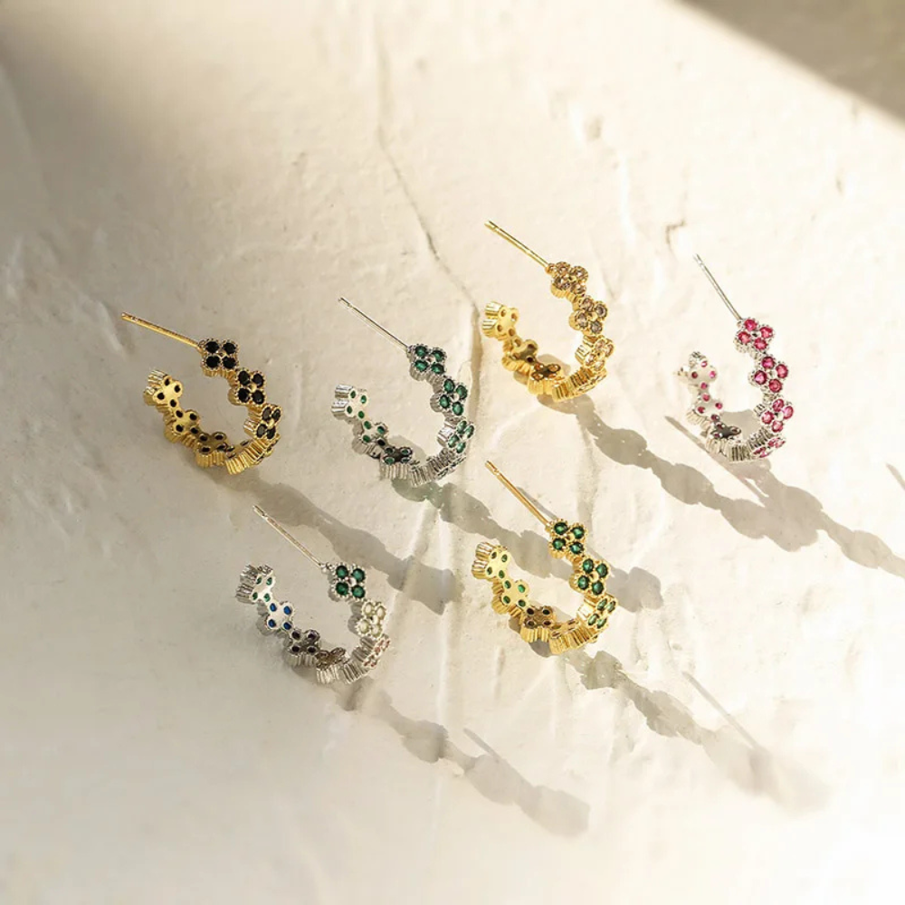 Silver Clover Hoop Earrings - Image 6