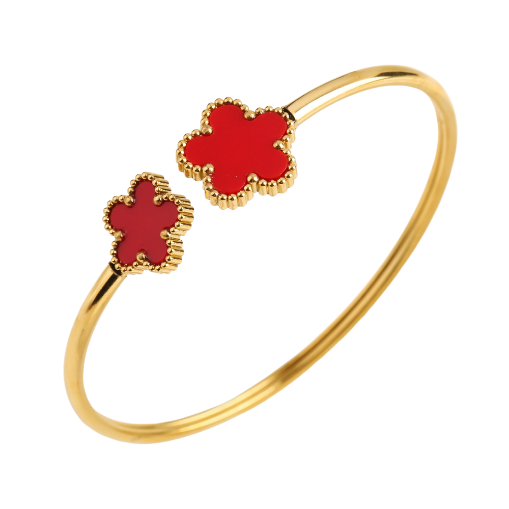 Red Clover Bangle Bracelet