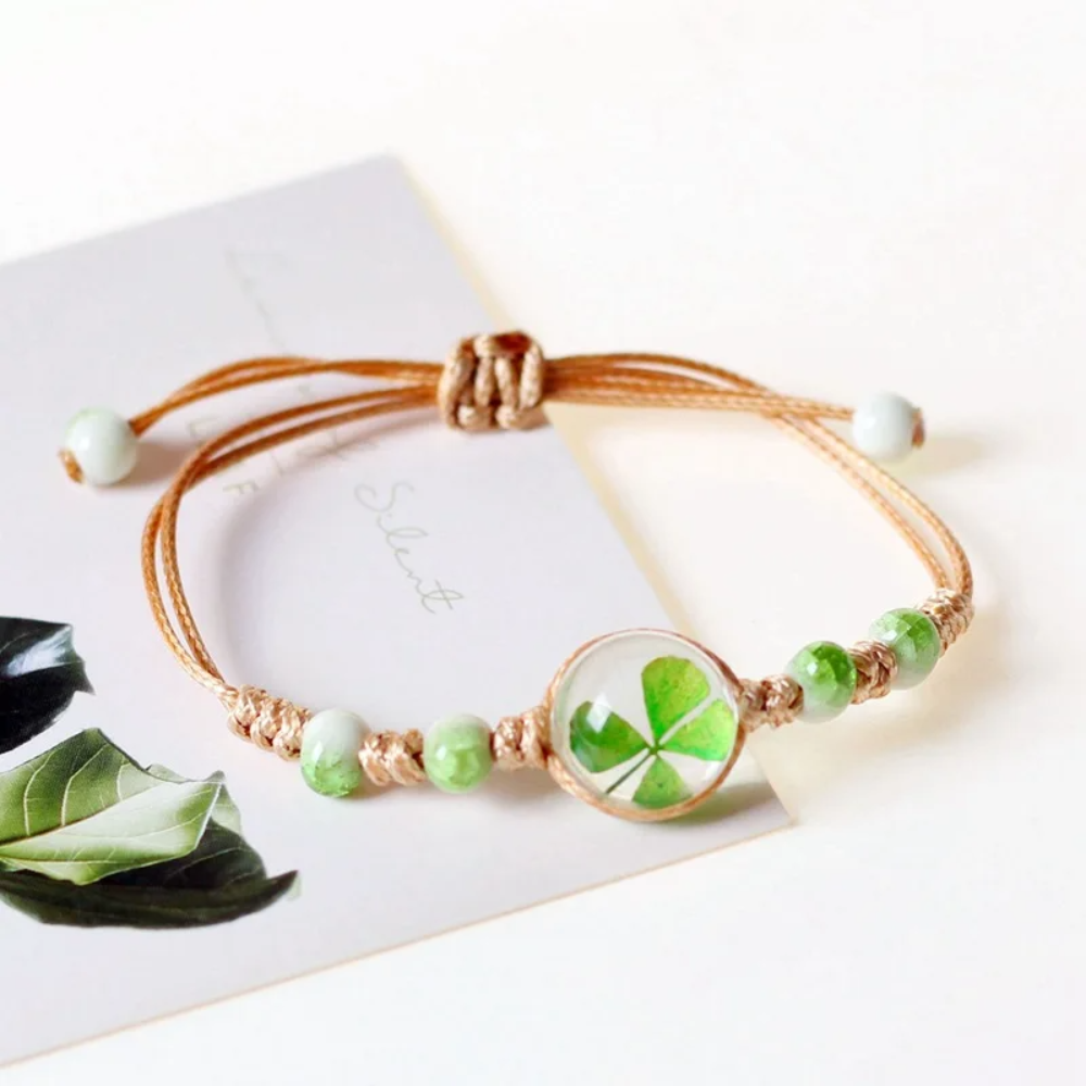 Green Clover Cord Bracelet - Image 4