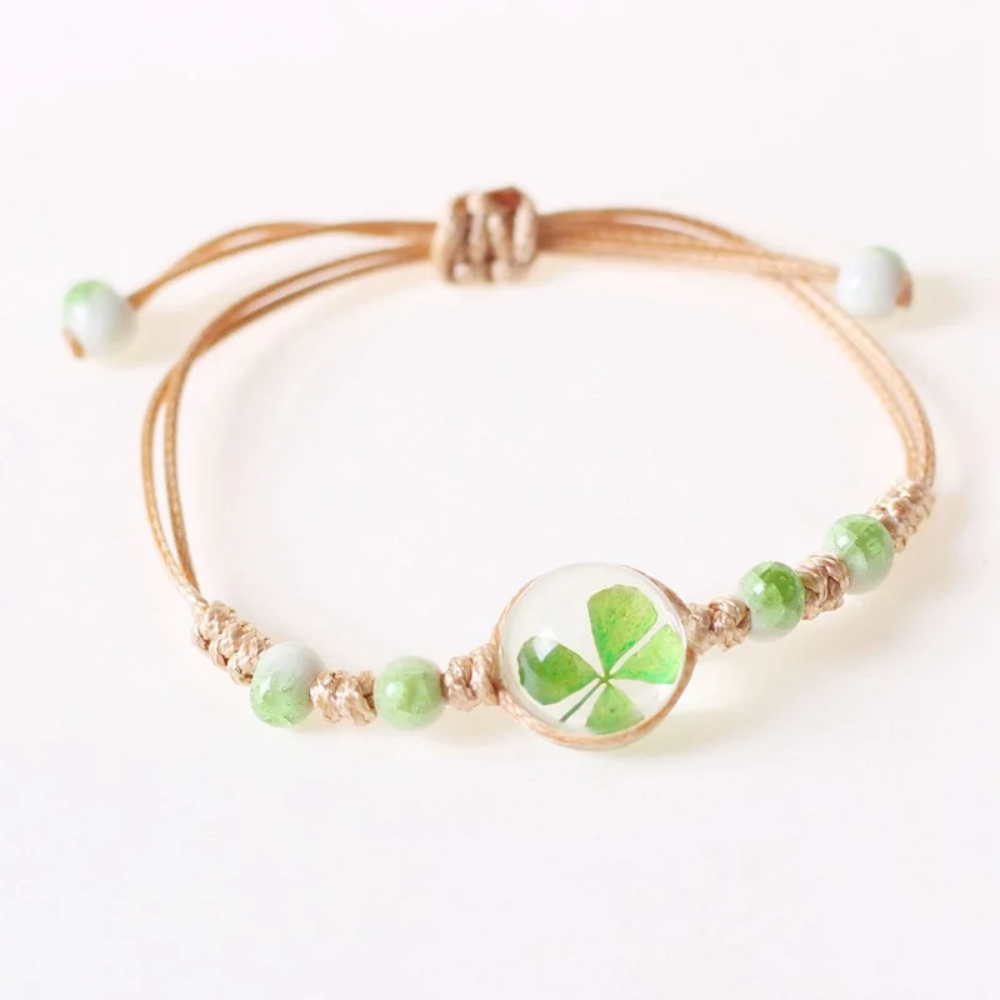 Green Clover Cord Bracelet - Image 2