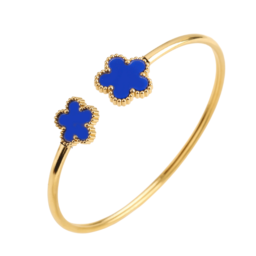 Blue Clover Bangle Bracelet