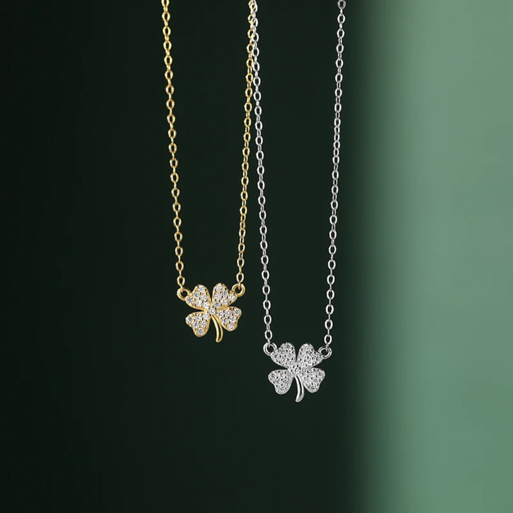 Rhinestone Clover Necklace - Image 4