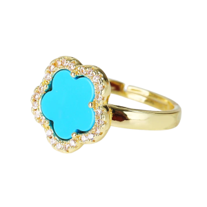 Gold and Blue Clover Ring