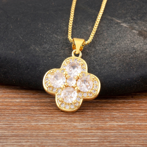 Gold and Diamond Clover Necklace