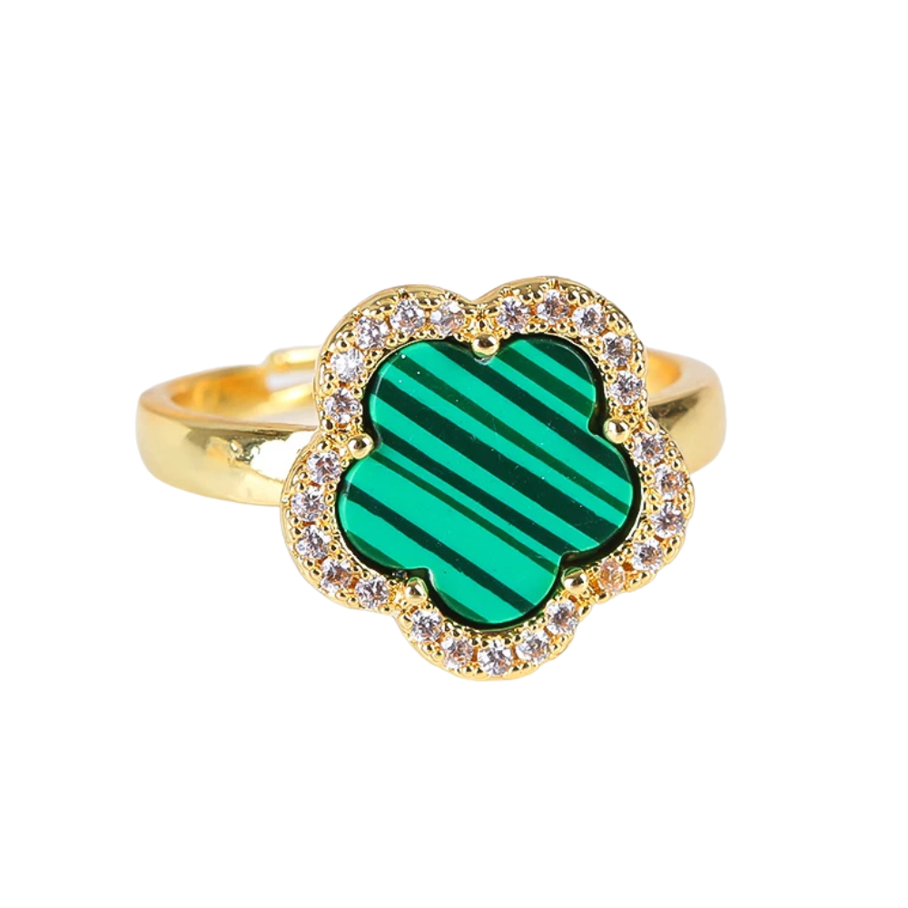 Gold and Green Clover Ring