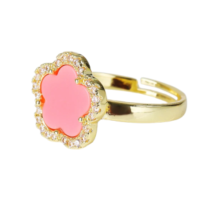 Gold and Pink Clover Ring