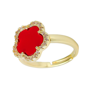 Gold and Red Clover Ring
