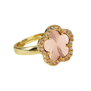 Gold and Rose Gold Clover Ring