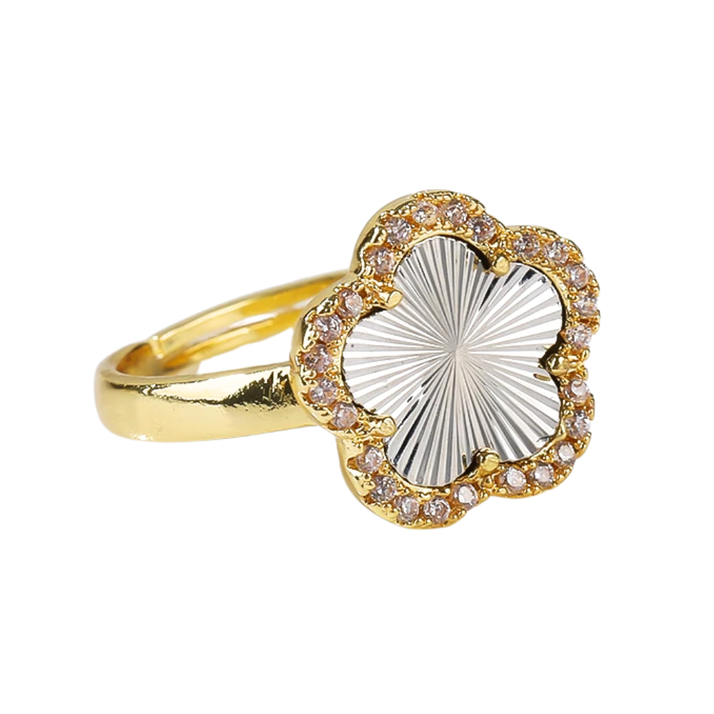 Gold and Silver Clover Ring