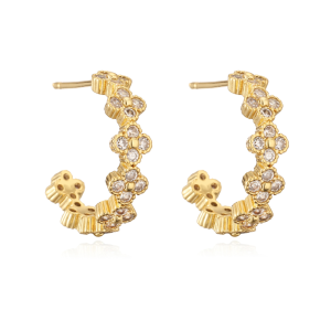 Gold Clover Hoop Earrings