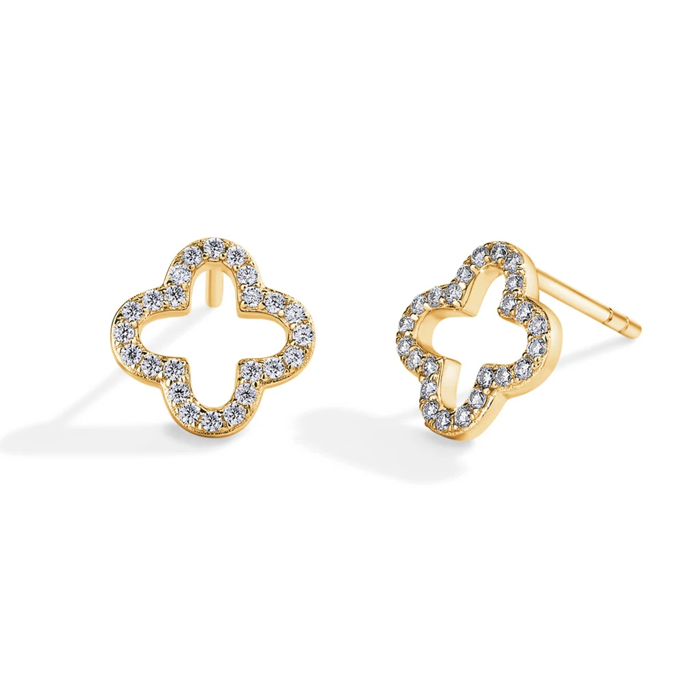 Gold Plated Silver Clover Earrings