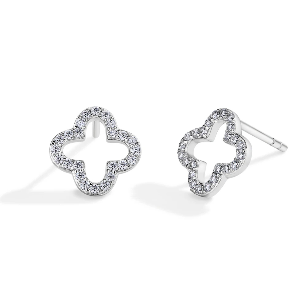 Gold Plated Silver Clover Earrings