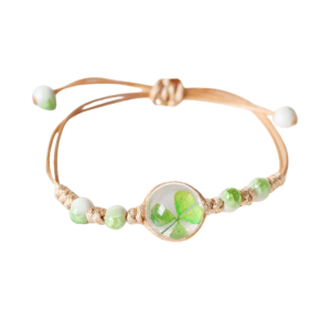 Green Clover Cord Bracelet