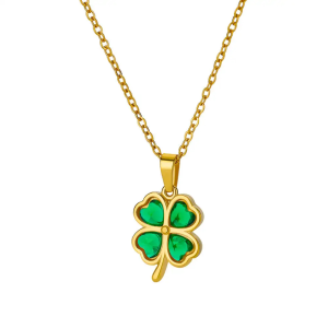 Green Four Leaf Clover Necklace