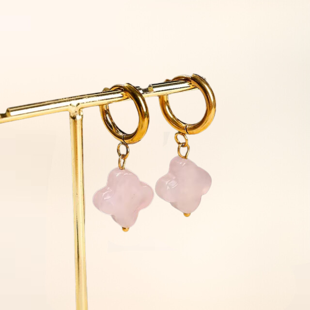 Natural Stone Clover Earrings