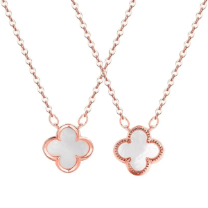 Platinum Pink Clover Necklace
