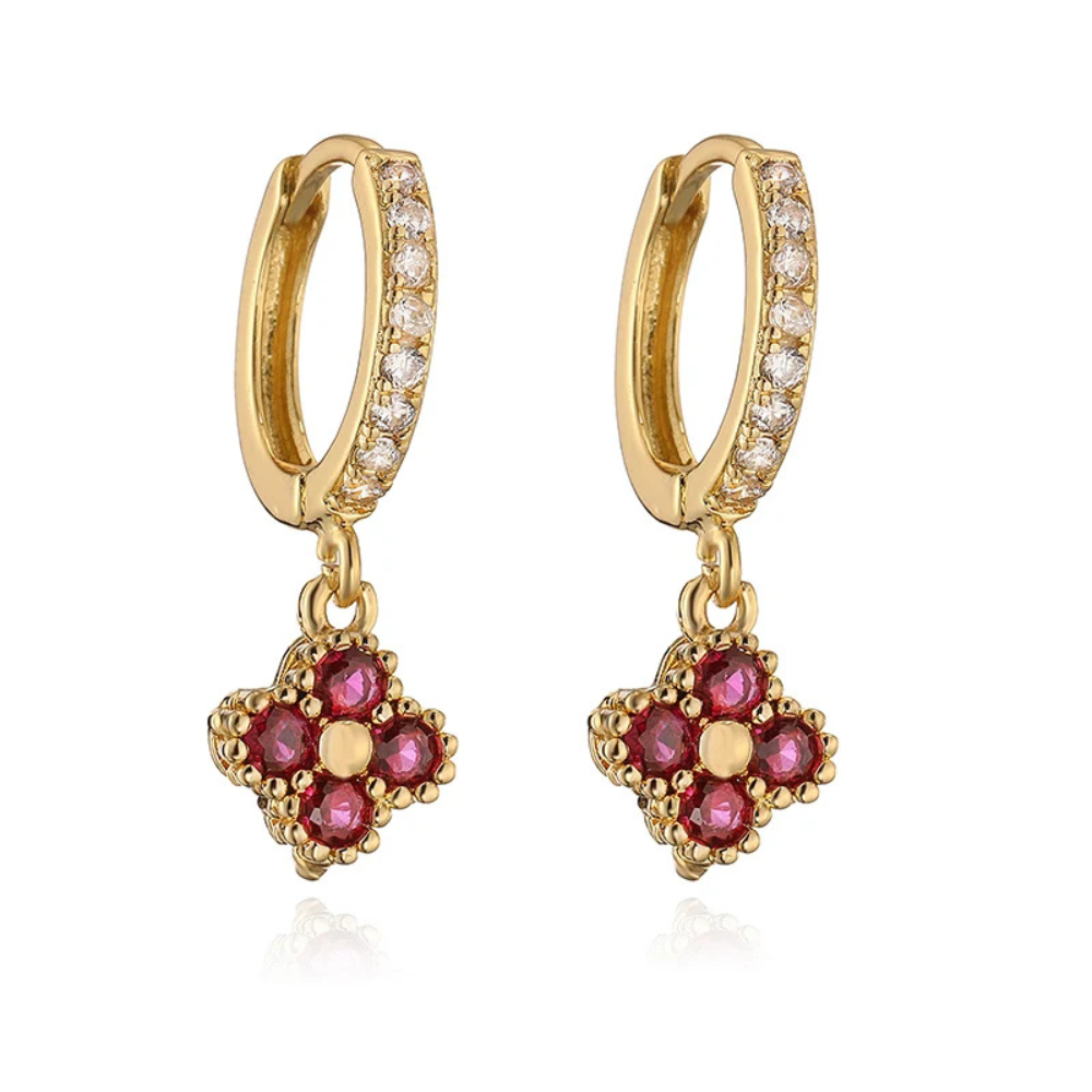 Rhinestone Clover Earrings