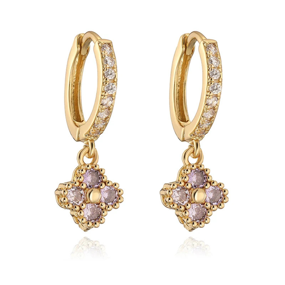 Rhinestone Clover Earrings