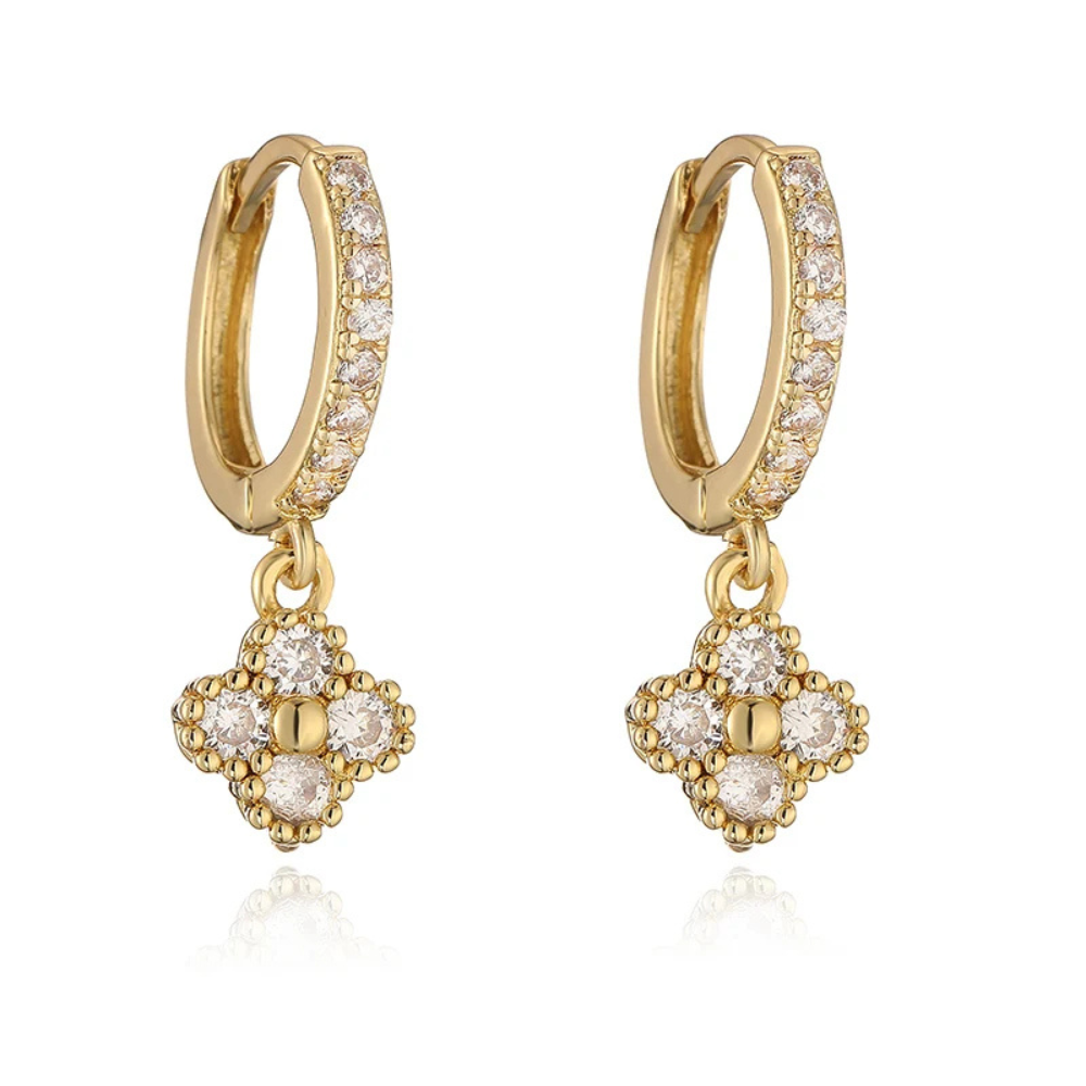 Rhinestone Clover Earrings