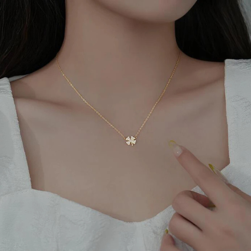 Rhinestone Clover Necklace