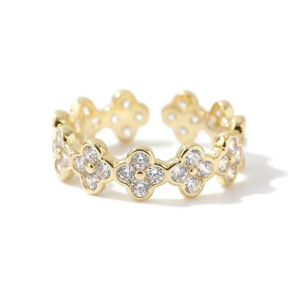 Rhinestone Clover Ring