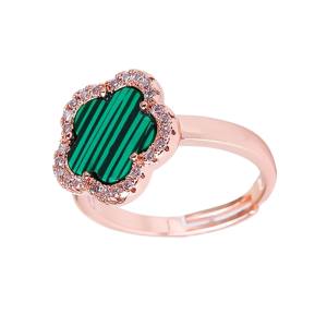 Rose Gold and Green Clover Ring