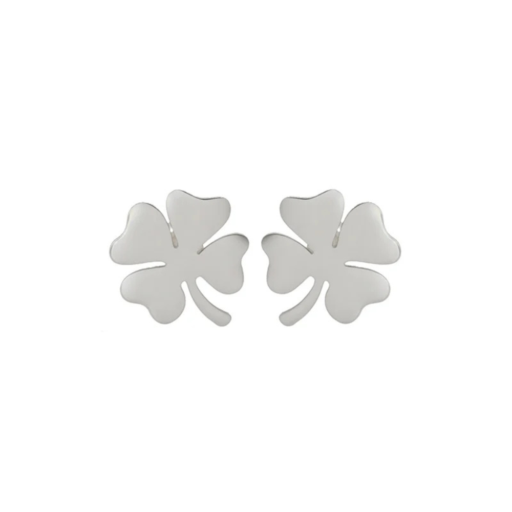 Silver 4 Leaf Clover Earring