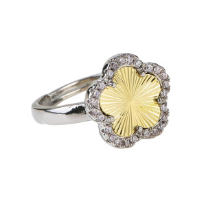 Silver and Gold Clover Ring