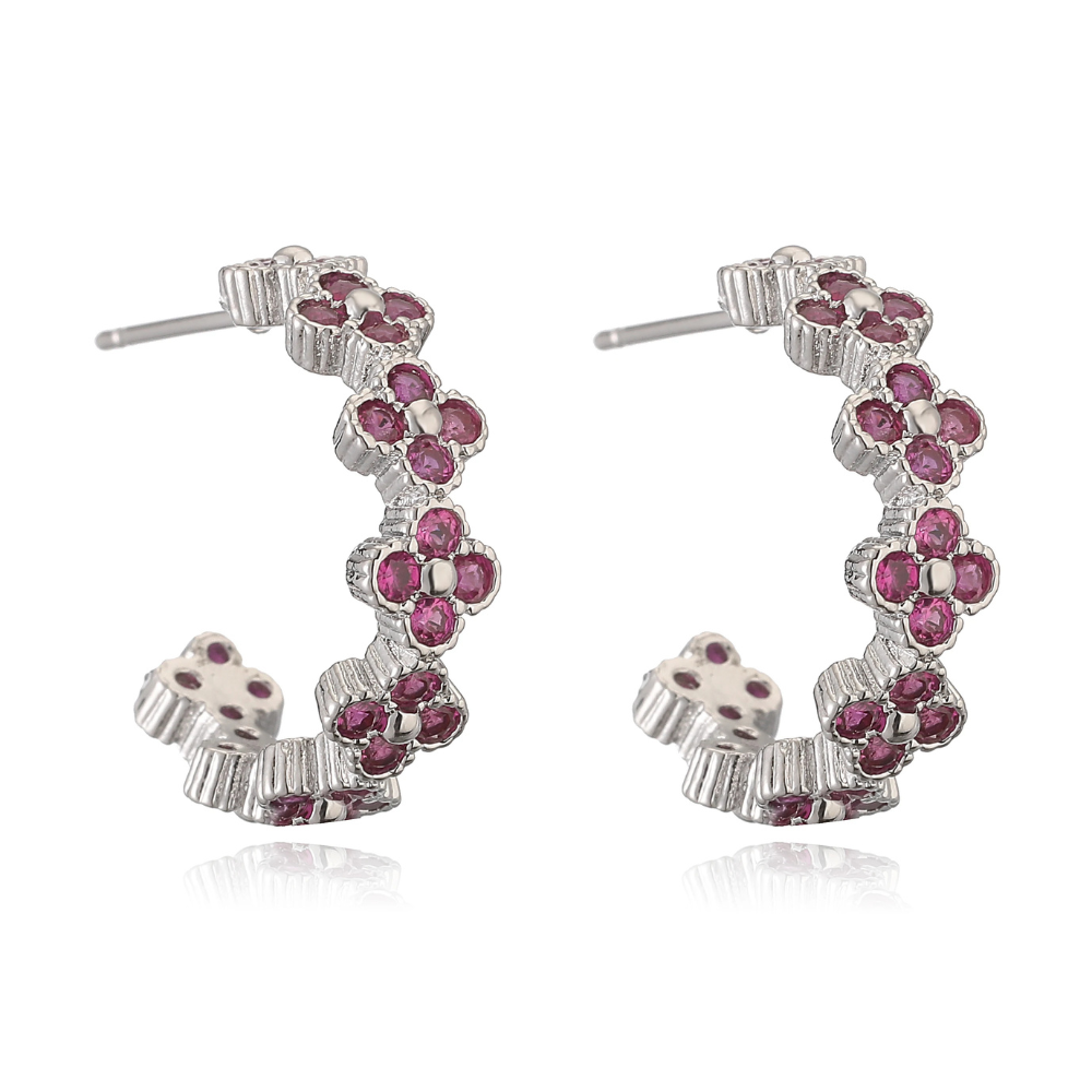 Silver Clover Hoop Earrings