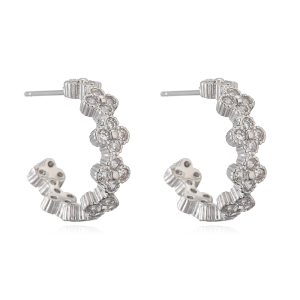 Silver Clover Hoop Earrings