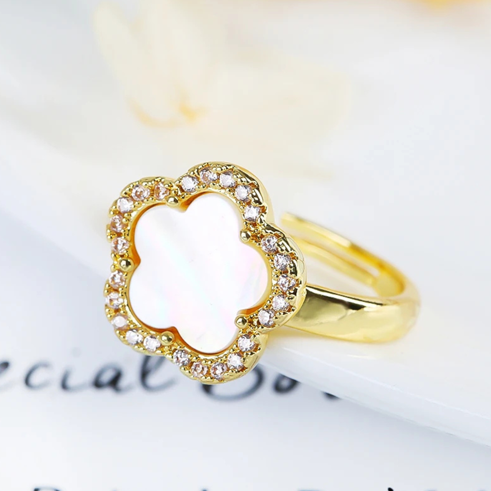 Gold and White Clover Ring - Image 2
