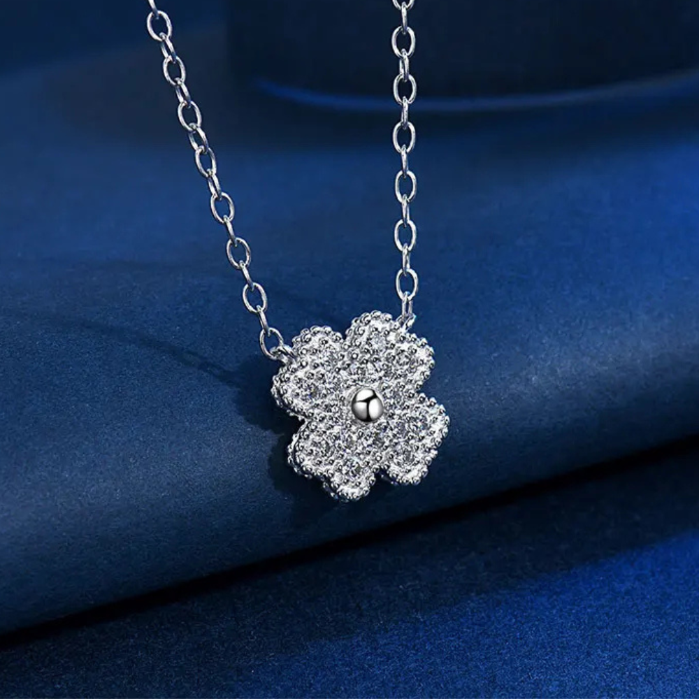 Silver Four Leaf Clover Necklace - Image 5