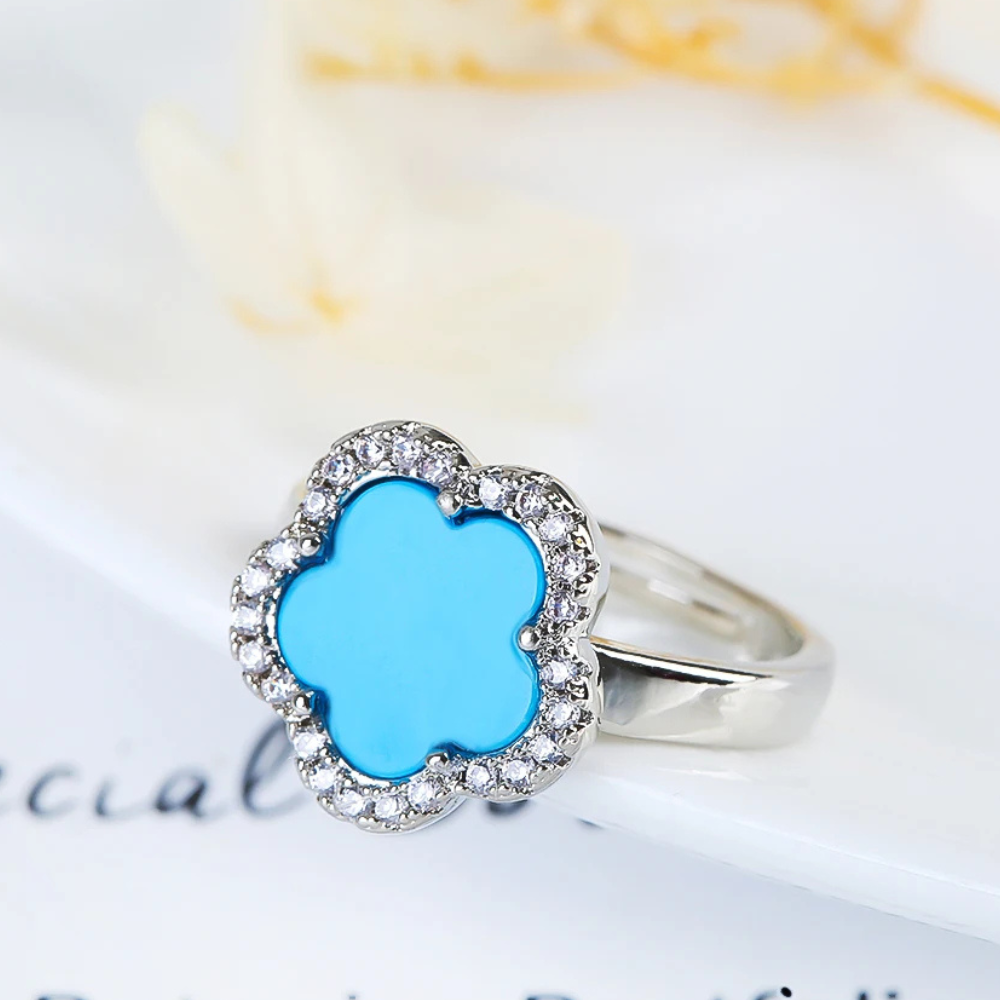 Silver and Blue Clover Ring - Image 2