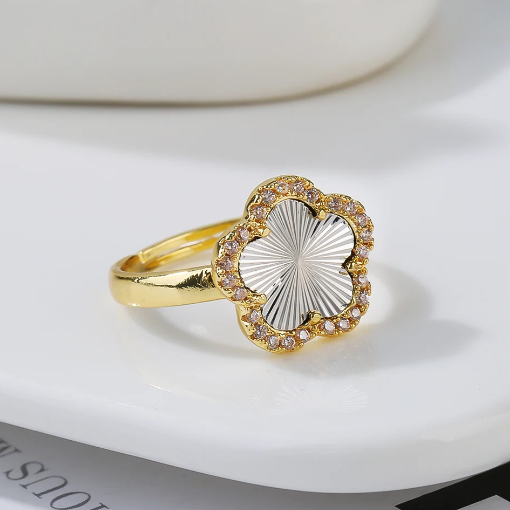 Gold and Silver Clover Ring - Image 2