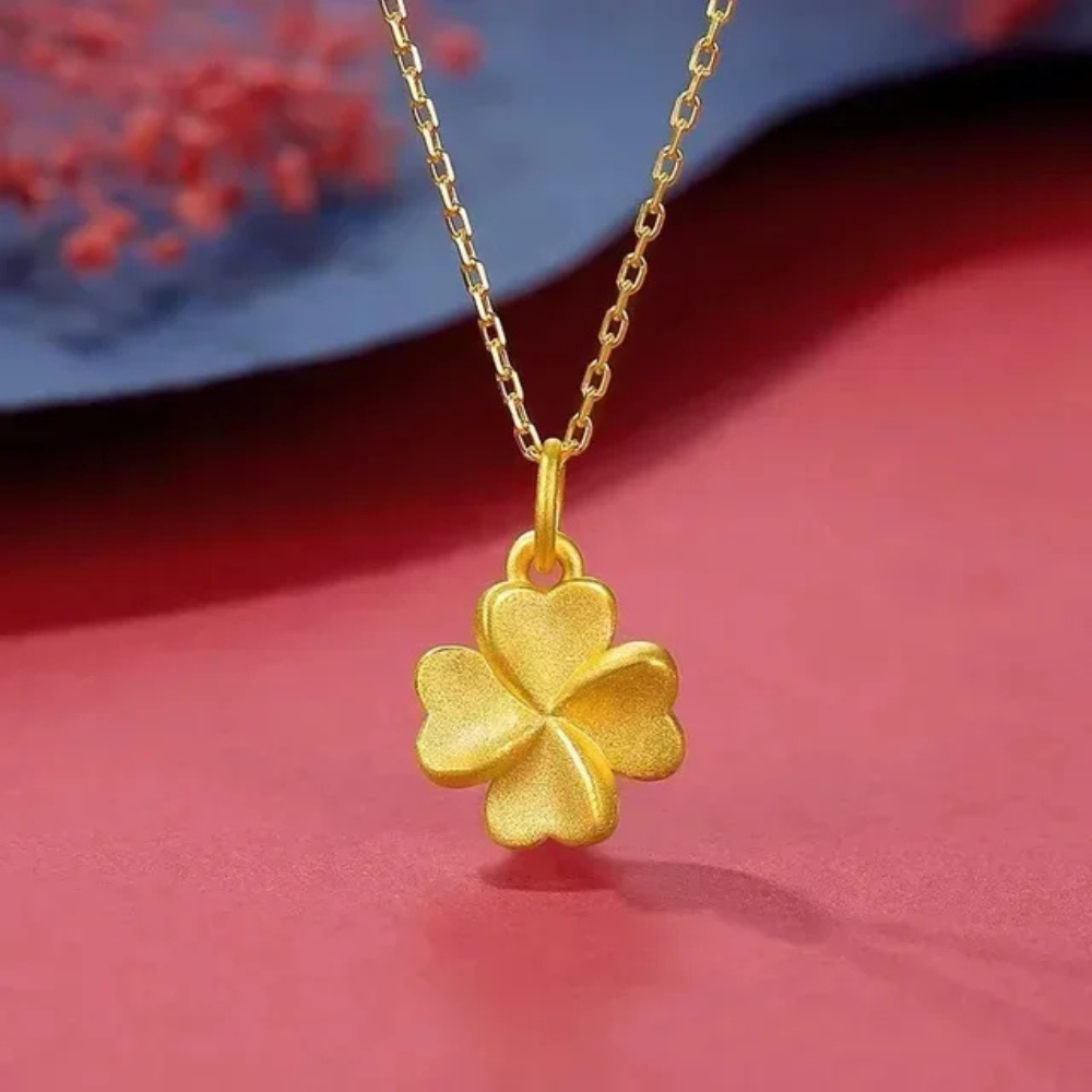 Yellow Gold Clover Necklace - Image 4
