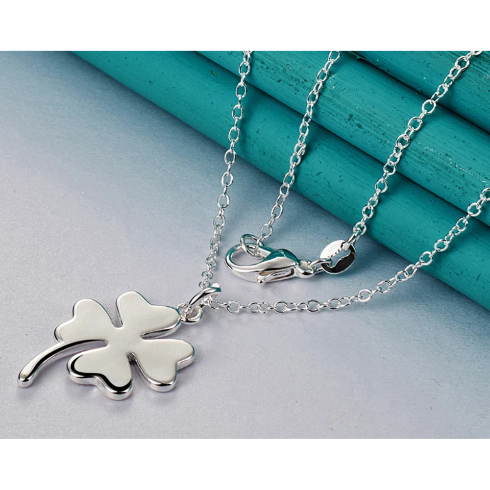 Simple Silver Clover Necklace - Image 5