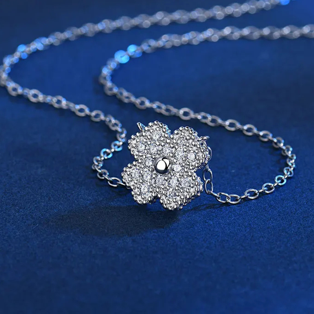 Silver Four Leaf Clover Necklace - Image 4