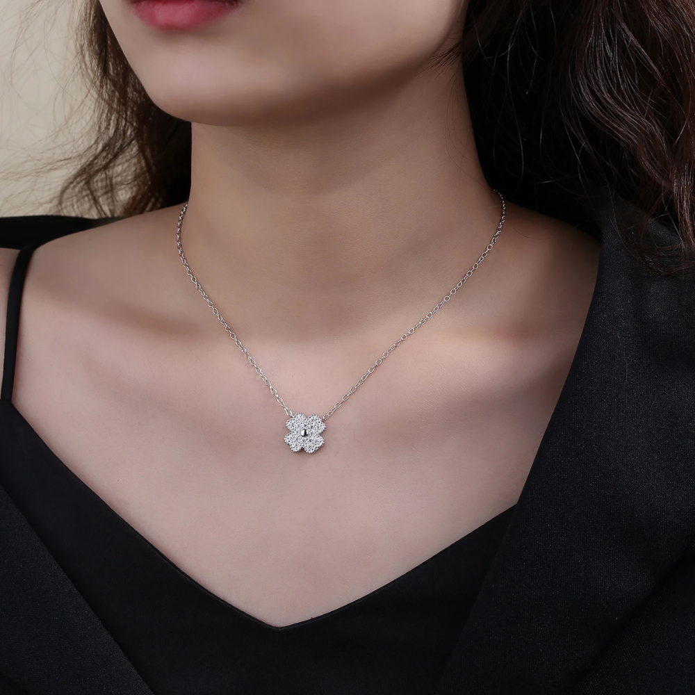 Silver Four Leaf Clover Necklace - Image 2