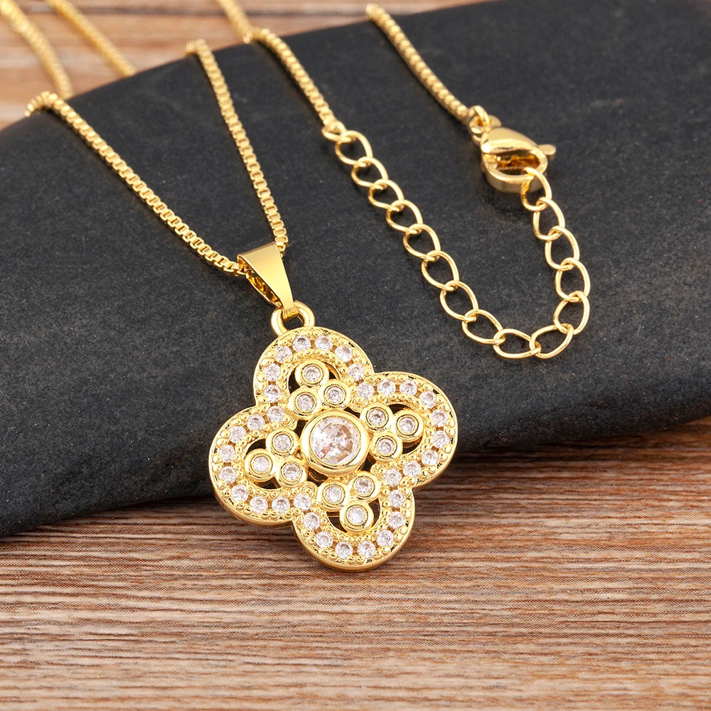 Gold and Diamond Clover Necklace - Image 3