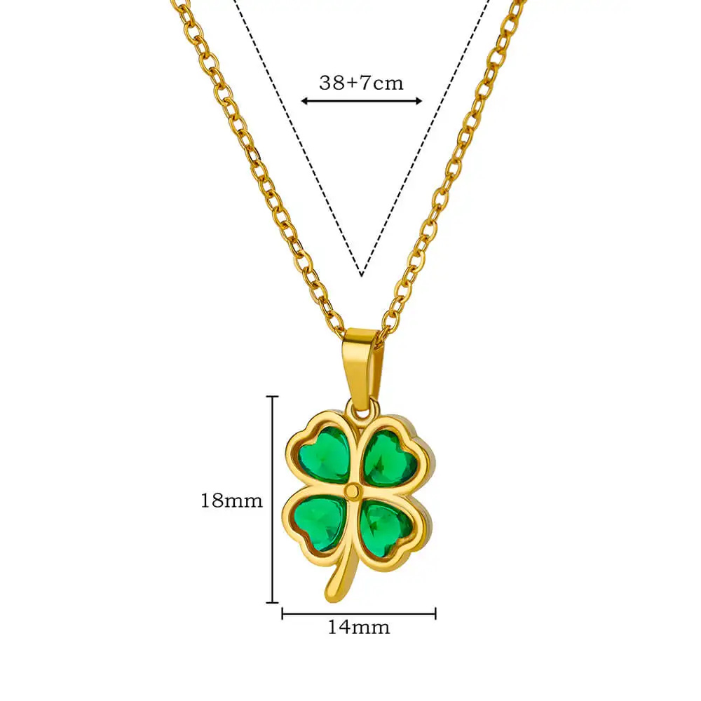 Green Four Leaf Clover Necklace - Image 3