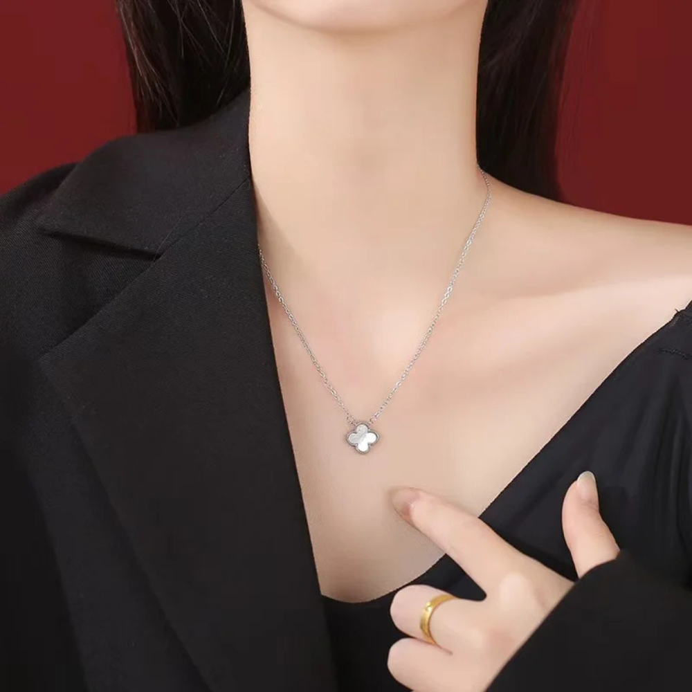 Platinum Clover Necklace - Image 3