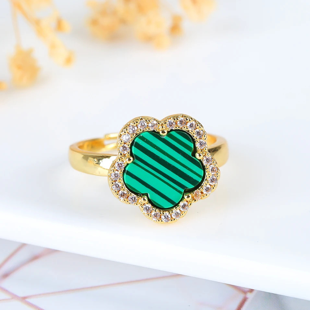 Gold and Green Clover Ring - Image 2