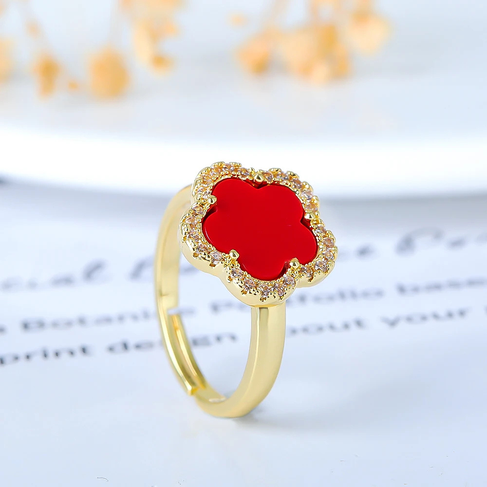 Gold and Red Clover Ring - Image 2