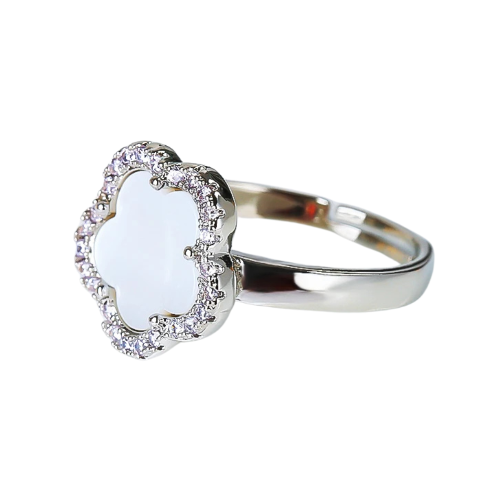 Silver and White Clover Ring - Image 3
