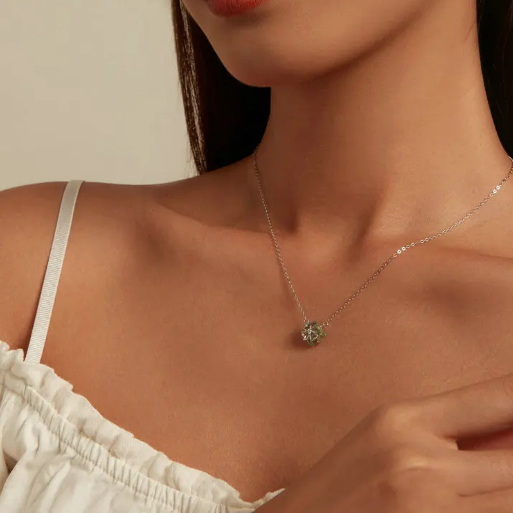 Green Square Clover Necklace - Image 2